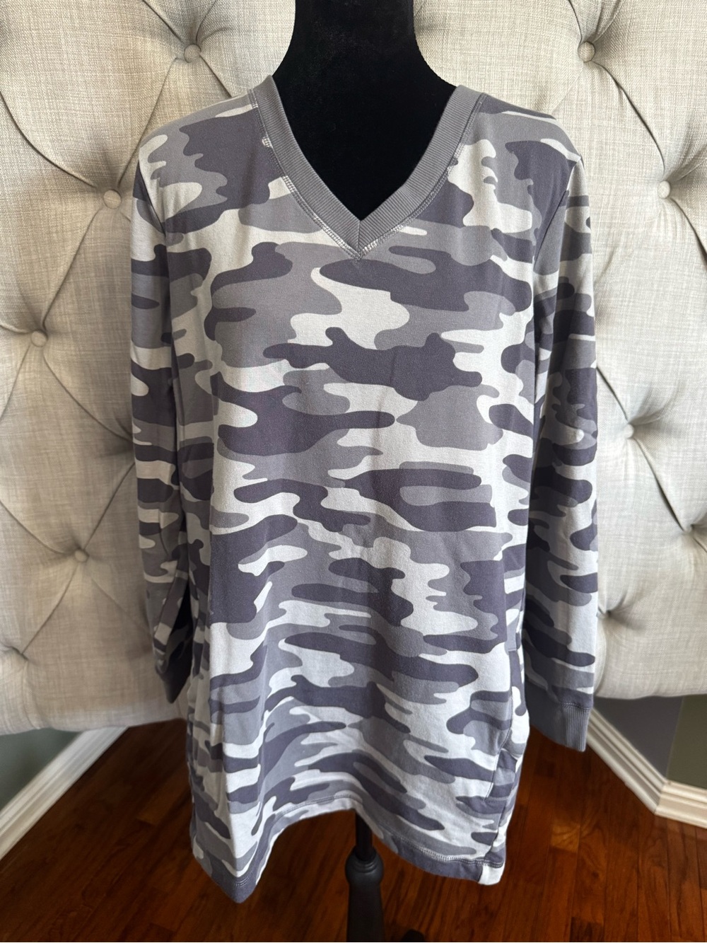 Denim&Co Women’s Camouflage V-Neck Sweater